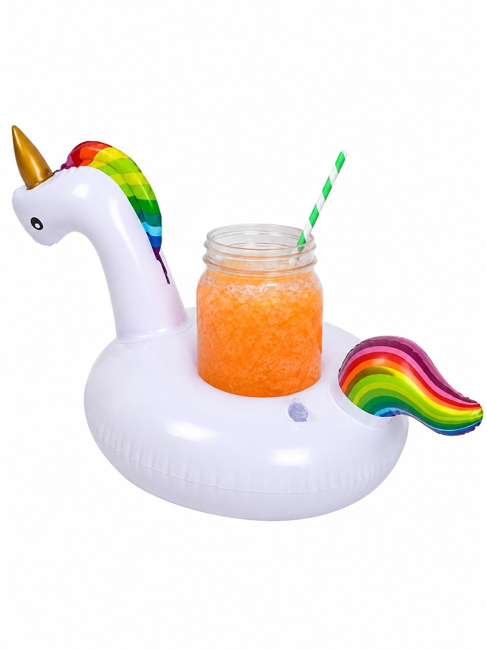 Unicorn Inflatable Drink Float Rainbow Pool Cup Holder White